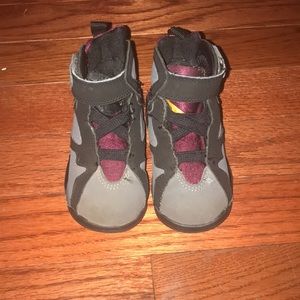 Grey black and cranberry Jordans